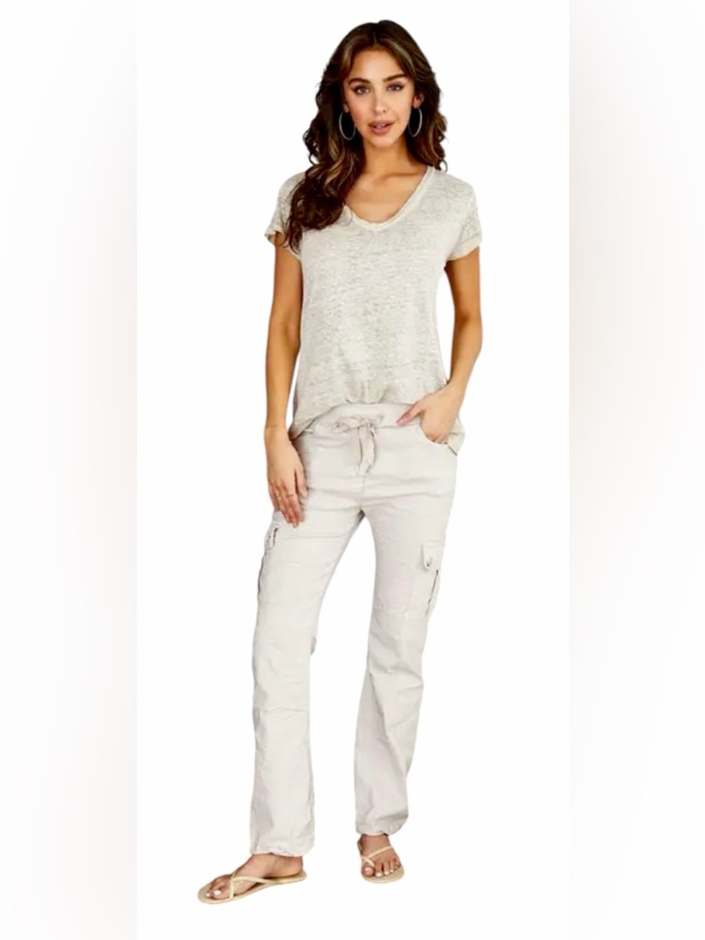 NWT – Venti6 – Cargo Crinkle Pant with Drawstring – Beige – Sz. XS